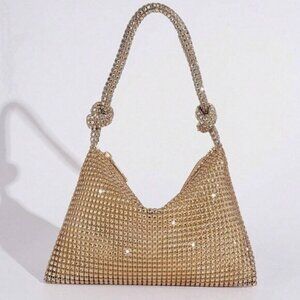 Rhinestone Bag With Zipper Champagne